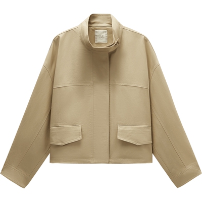 爱居兔新疆长绒棉风衣外套女春秋新款日常通勤短夹克