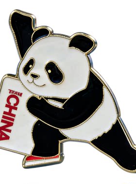 中国国家队熊猫运动速度滑冰徽章文创礼品送礼收藏必备