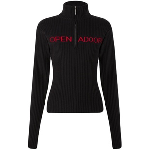 ADoOr 半拉链美式复古辣妹毛衣提花黑红经典休闲修身柔软亲肤保暖