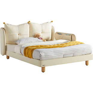 林氏奶油风儿童床护栏床男女孩单人床小户型卧室储物木业2026新款