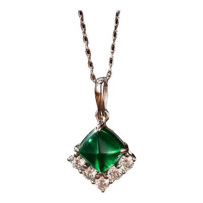 925银女沃顿绿糖塔祖母绿项链