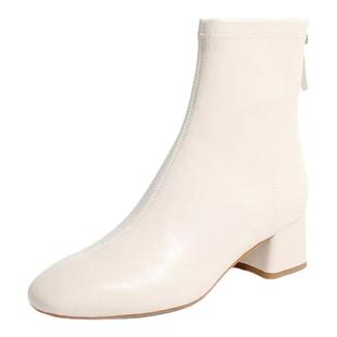 2025新款皮毛一体防水雪地靴女冬季加绒大棉鞋白色高跟粗跟短靴女