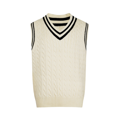 修身冬季套头拼色羊毛衫背心加厚