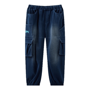 MQD童装男童牛仔裤春装新款宝宝裤子儿童休闲裤束脚裤工装裤