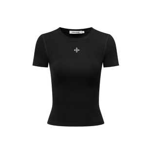 CLIMAX VISION轻薄裸感沙漏腰十字花基础百搭短款紧身显瘦短袖T恤