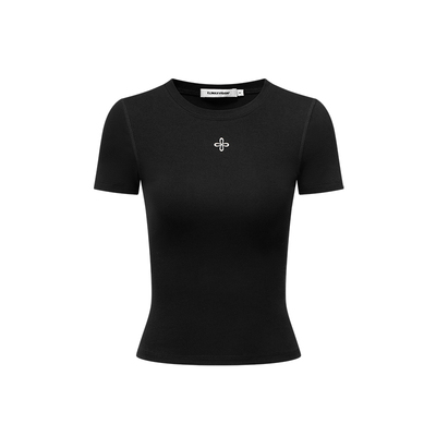 CLIMAX VISION轻薄裸感沙漏腰十字花短袖T恤基础百搭短款显瘦上衣