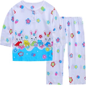 夏季棉绸儿童小孩睡衣套装薄款女童纯棉绸春秋亲子装家居服宝宝