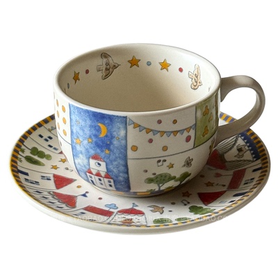 复古童话古镇咖啡杯碟套装拉花杯