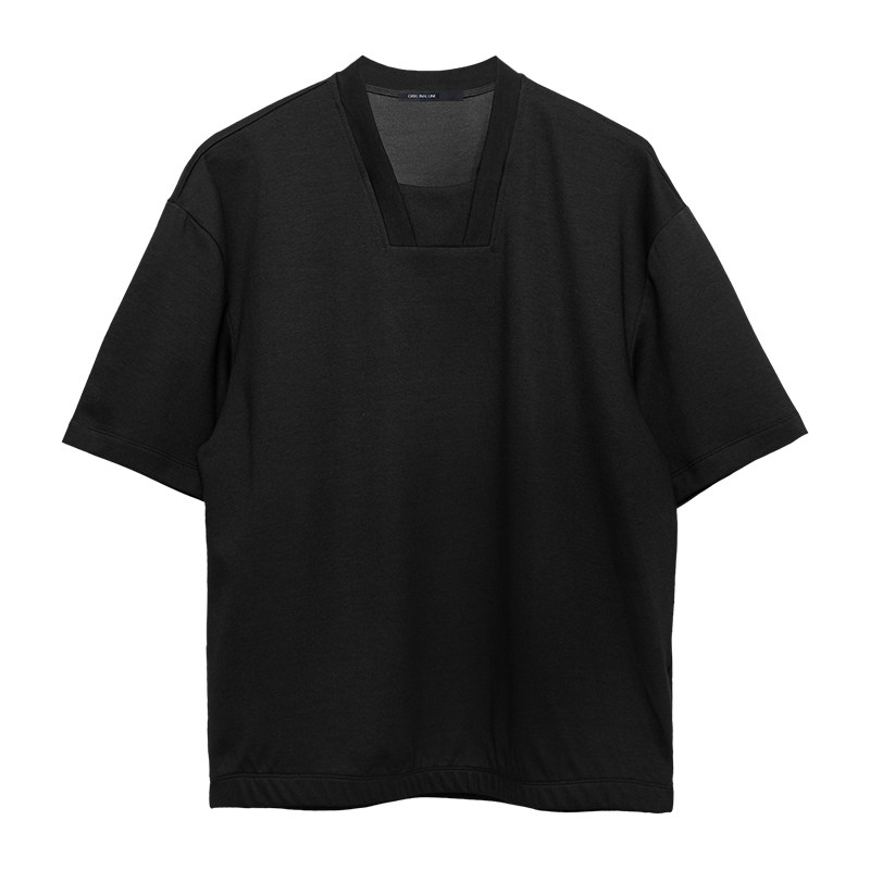 个性领口设计感t恤极简短袖男tee