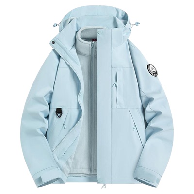 稻草人羽绒内胆冲锋衣外套女款2025新款冬季户外三合一登山服男士