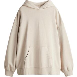 HM女装卫衣冬季潮流时尚简约柔软长袖大廓形美式连帽衫1243666