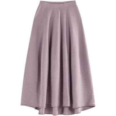 EXCEPTION例外女装秋冬款半身裙绵羊毛保暖褶皱设计不对称裙子女