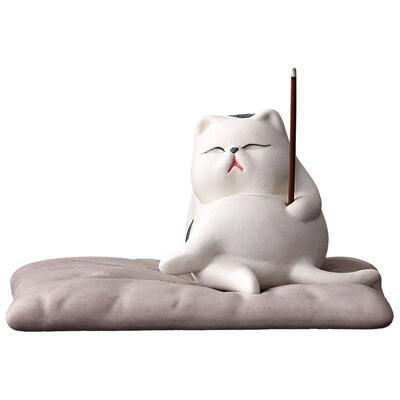 可爱陶瓷小猫咪线香炉摆件软萌
