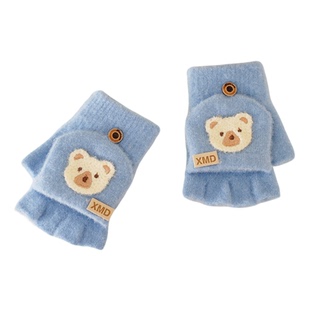 儿童半指手套冬季保暖宝宝3-6岁上幼儿园翻盖可爱小童男童女小熊2