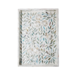 ins风轻奢贝壳茶托盘家用餐桌水杯收纳盘长方形盘北欧精致水果盘