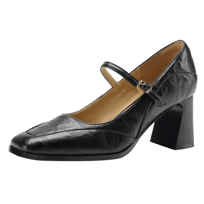 达芙妮法式粗跟单鞋高跟玛丽珍鞋