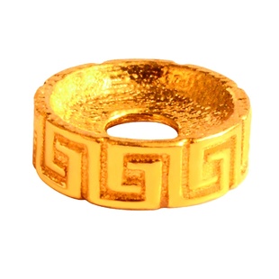 纯18k金隔片六字真言文玩直切珠手串散珠配珠配饰黄金珠药片回纹