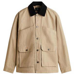 HM男装夹克春季巴恩风翻领宽松版型美式谷仓夹克1300901