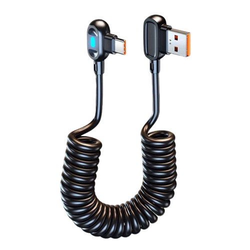 艾胜者240W超级闪充双弯头type-c数据线适用苹果17/16/15华为vivo荣耀mate60pro小米OPPO车载弹簧带灯充电线