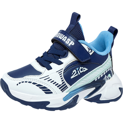 大黄蜂童鞋2025秋季新款跑步鞋皮面防水中大童男孩休闲儿童运动鞋