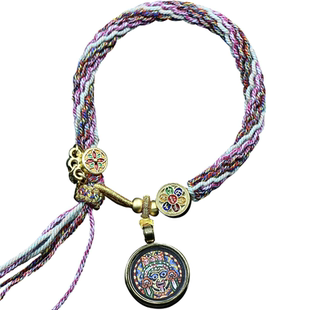 西藏唐卡手绳绿度母手串扎基拉姆手链扎基手绳财神生肖太岁黄财神