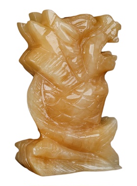 天然黄玉敖龙鱼富贵有余家居装饰