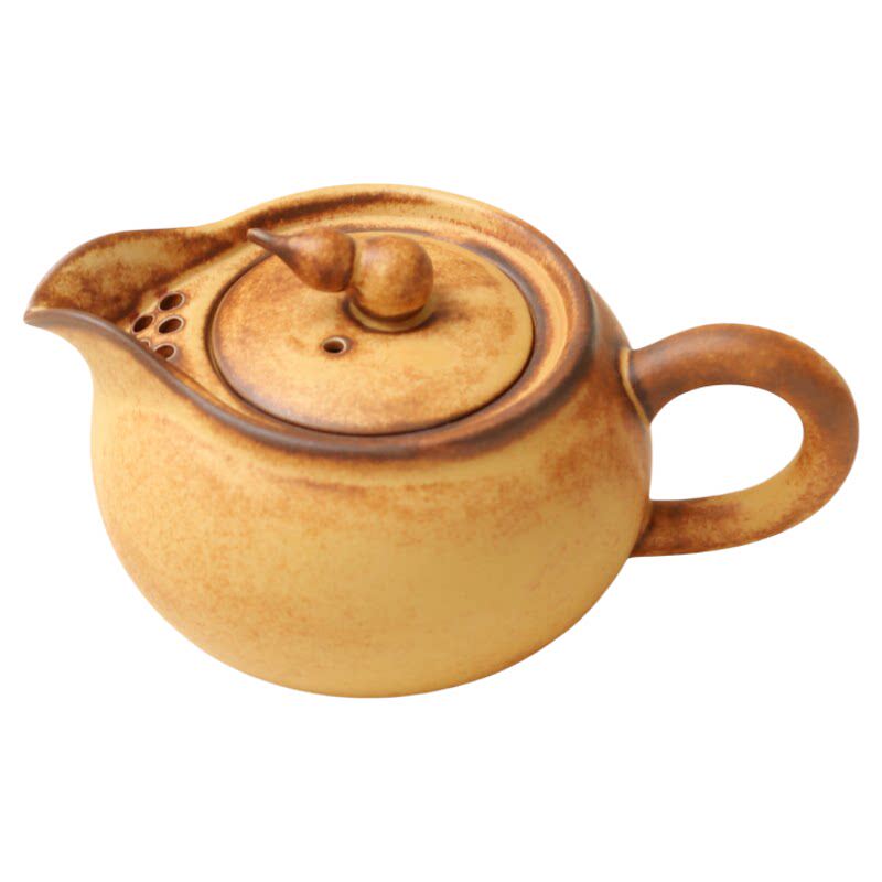 玖田烧粗陶葫芦钮窑变手工茶壶