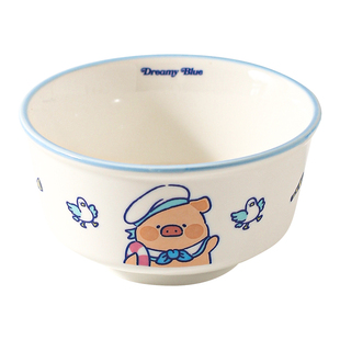 川岛屋&LuLu猪联名 可爱陶瓷碗家用儿童一人食餐具套装汤碗餐盘子