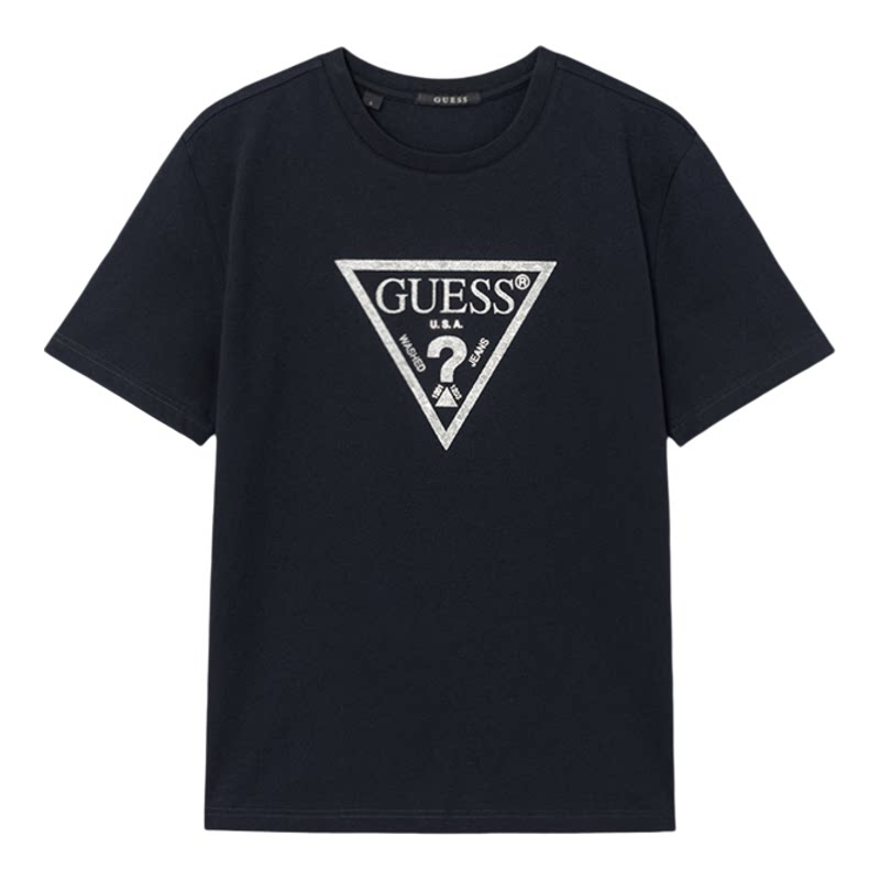 韩国代购GUESS男士棉混纺短袖T恤常规版型圆领闪亮大三角MQ2K8434