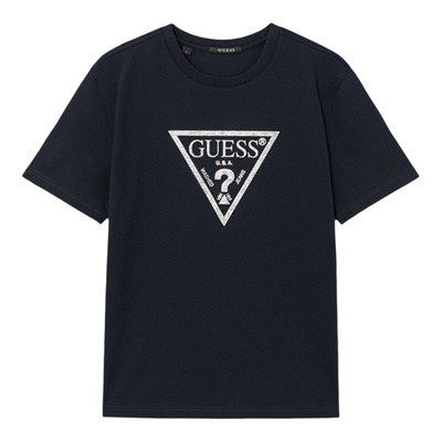 韩国代购GUESS男士棉混纺短袖T恤常规版型圆领闪亮大三角MQ2K8434