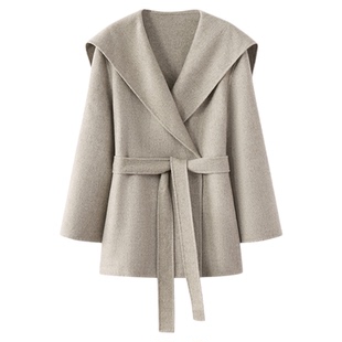 A Memory Inside高原18微米耗牛绒浴袍短款大衣女双面羊毛呢外套