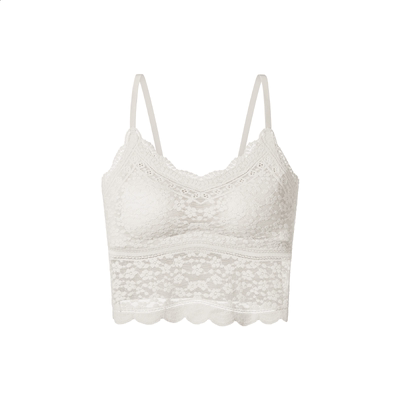 Relax young青仰白色蕾丝吊带背心女带胸垫打底内搭文胸上衣外穿