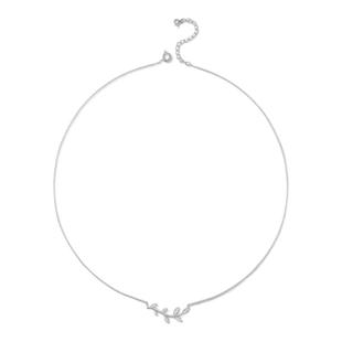 加拿大橄榄枝项链 女纯银镀18K黄金树叶子锁骨链钻石简约气质礼物