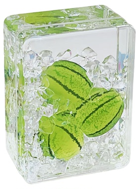 透明入油亚克力摆件水果草莓碎冰冰桌面小装饰里面带水长方形玩具