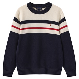POLOWALK童装男童圆领毛衣2026早春新款中大童长袖针织衫百搭上衣