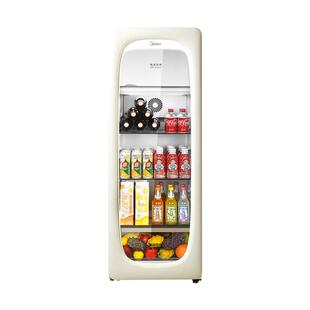 美的可爱多冰箱160L家用冰吧小型冷藏保鲜柜客厅透明玻璃冷冻饮料