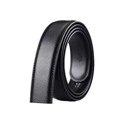 全滑道！纯自动扣牛皮裤腰带无头