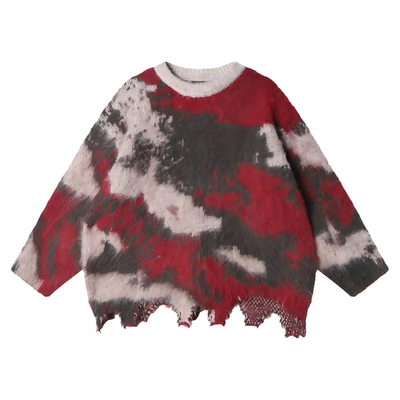 秋冬慵懒风情侣宽松印花毛衣