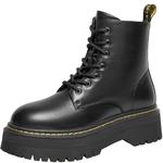 周雨彤推荐百丽黑桃少女靴厚底马丁靴真皮加绒短靴子B8K1DDD4预