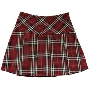 格子百褶裙半身裙女夏季美式复古短款高腰A字显瘦灰色格纹短裙裤