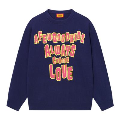 AFGK24FW国潮slogan字母圆领毛衣