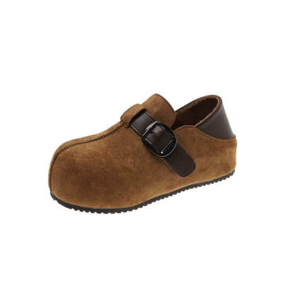 厚底内增高薄绒全包勃肯鞋女