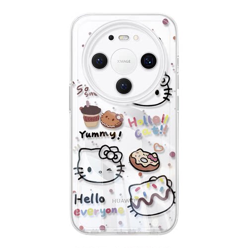 满屏凯蒂适用华为mate80手机壳promax新款mate70pro保护套60的mete50防摔40透明mata30高级感por带挂绳MT外壳