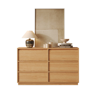 原木风骨骼线斗柜全实木卧室家用落地床尾柜餐厅靠墙定制收纳柜子