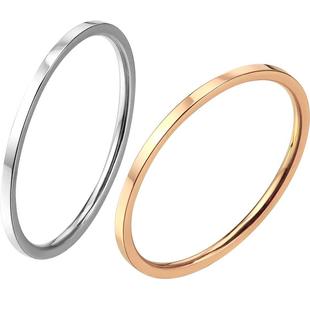 戒指女日韩潮人钛钢镀18k玫瑰金指环简约网红同款细光面关节尾戒