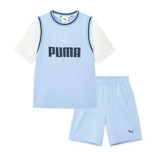 PumaKids彪马短袖套装夏季薄款中大儿童篮球服运动速干男女孩两件