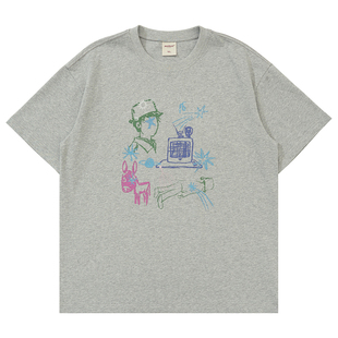 Mentmate 26SS 春夏小众艺术插画T恤衫男女款休闲涂鸦圆领短袖tee