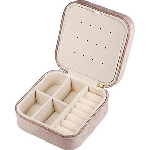 便携式珠宝首饰盒小型高档精致耳钉耳饰项链戒指首饰品收纳盒黄金