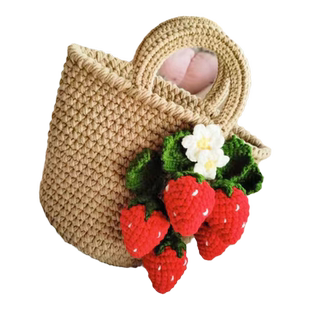 草莓包雏菊花包手工diy材料包毛线编织钩针手提包单肩包冰条包