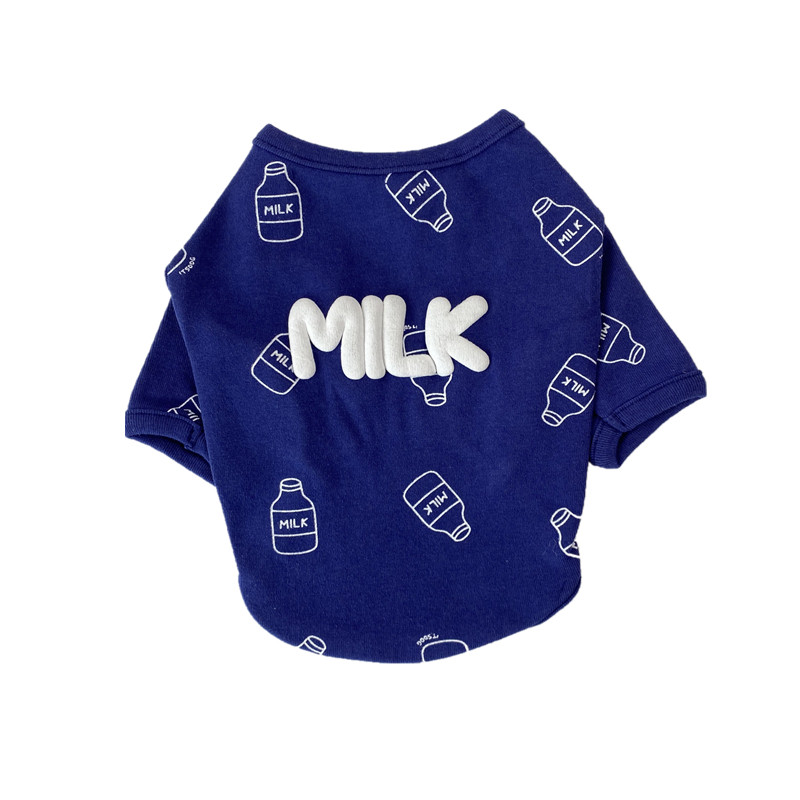 milk立体印花狗狗衣服夏季薄款T恤纯棉法斗巴哥泰迪雪纳瑞衣服秋